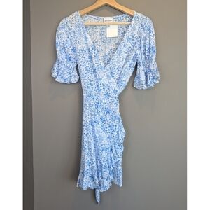 Skylar + Madison | Dresses | Skylar Madison Floral Puff Sleeve Strappy Back Mini Dress Ivory Size Small Nwt